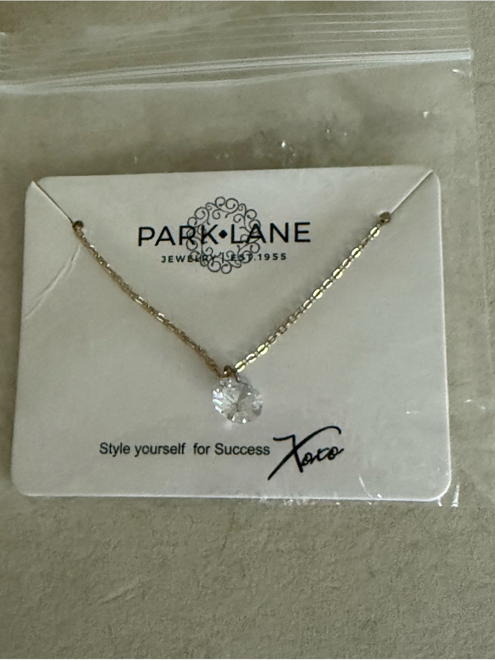 Park‎ Lane Gold-Tone Necklace with Clear Crystal Pendant